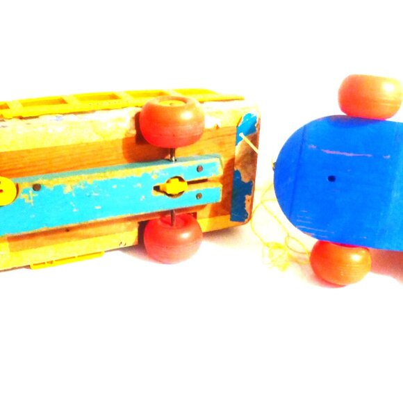 Vintage Fisher Price Pull Along BUS & SHOE Fisher Price Little People Pre-School - Picture 7 of 12